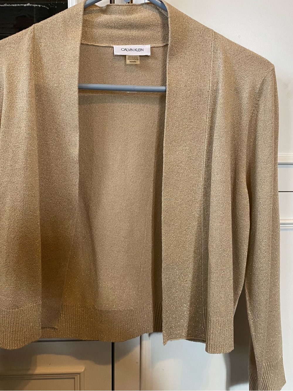 Calvin Klein Women's Shimmery Gold Open-Front Cardigan